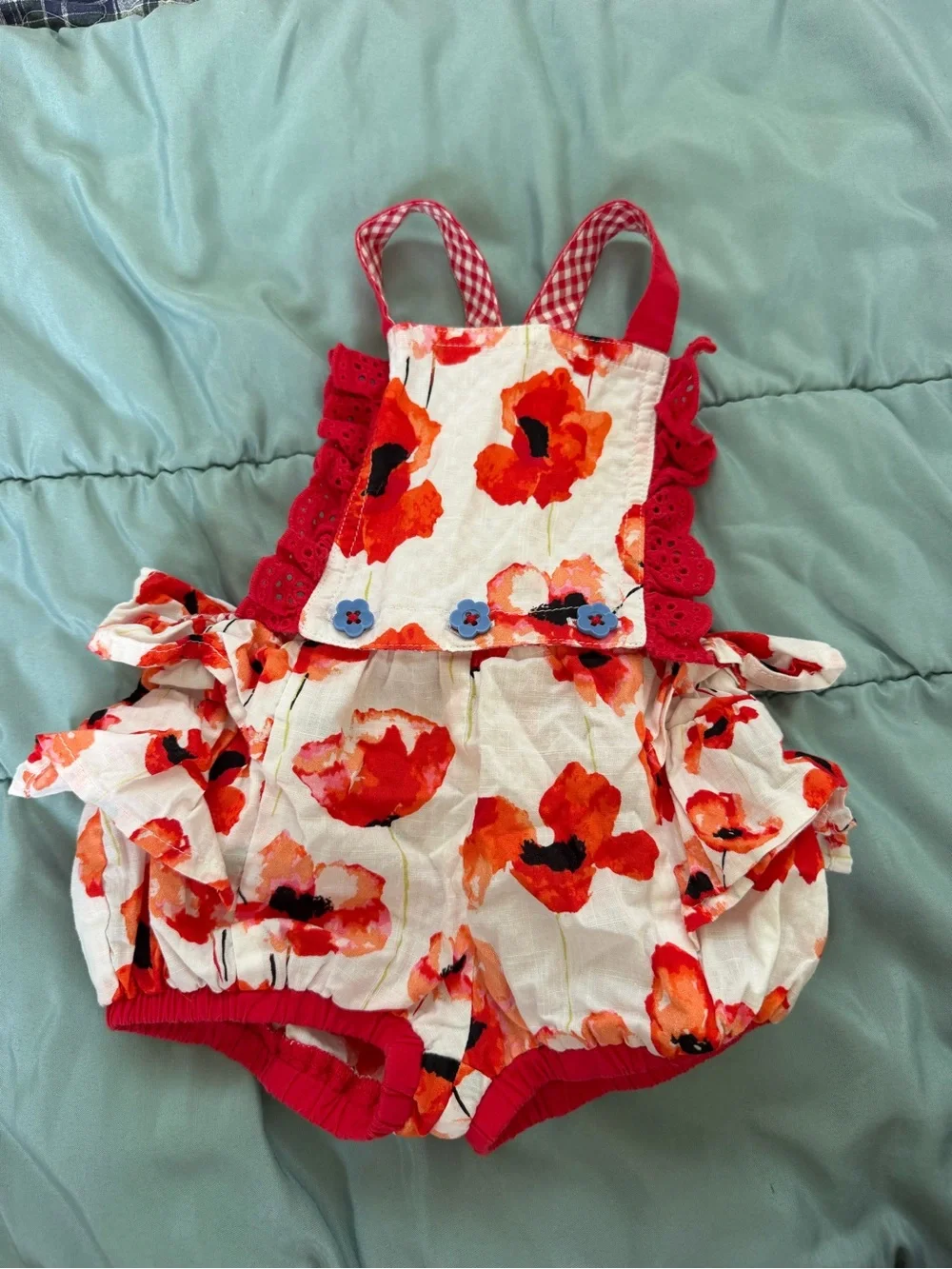 Matilda Jane Baby Floral Poppy Romper in Red & White